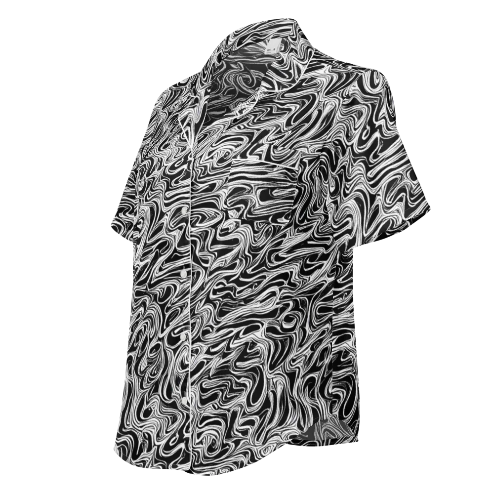 White Noise Waves on Women's Short Sleeve Pajama Top — Left Front
