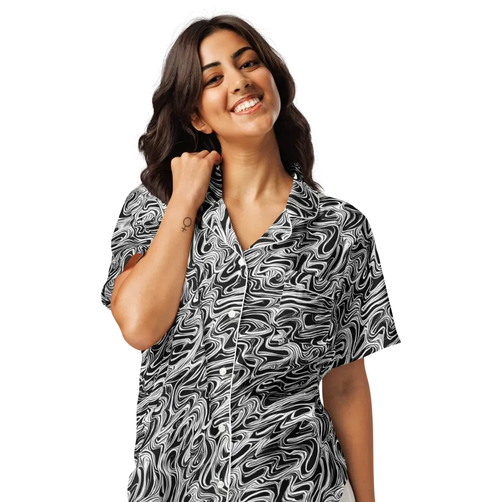 White Noise Waves on Women's Short Sleeve Pajama Top — Front