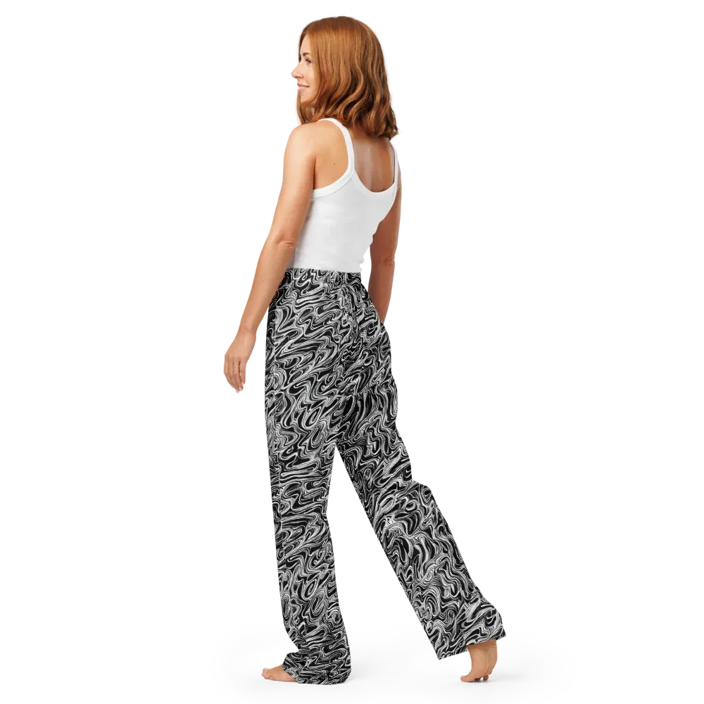 White Noise Waves on Women's Pajama Pants — Back