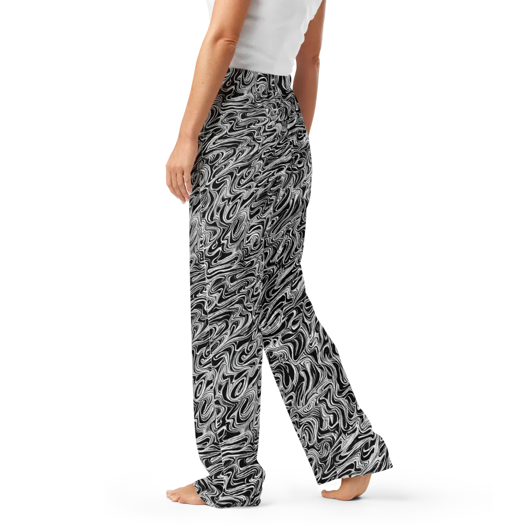 White Noise Waves on Women's Pajama Pants — Left