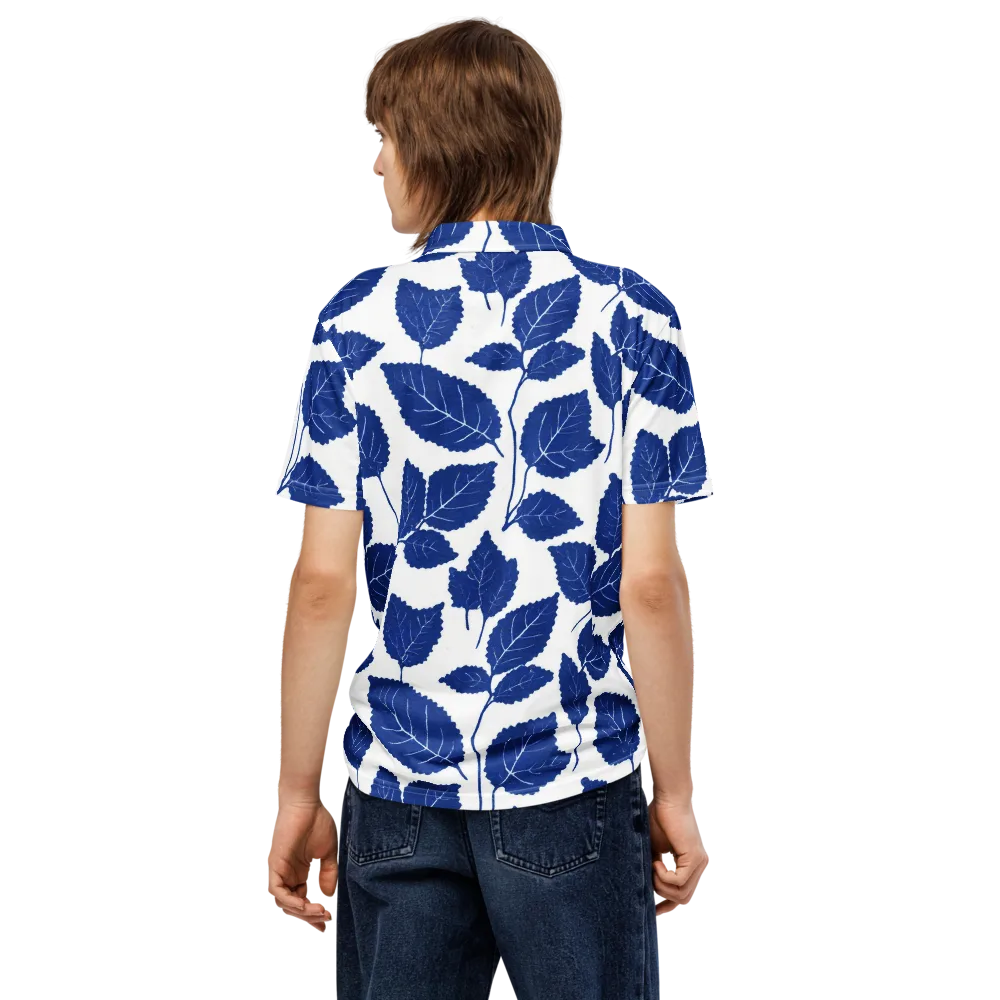 Indigo Leaves on Men's Slim Fit Polo Shirt — Back