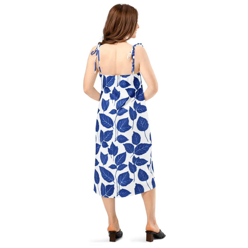 Indigo Leaves on Slip Dress — Back
