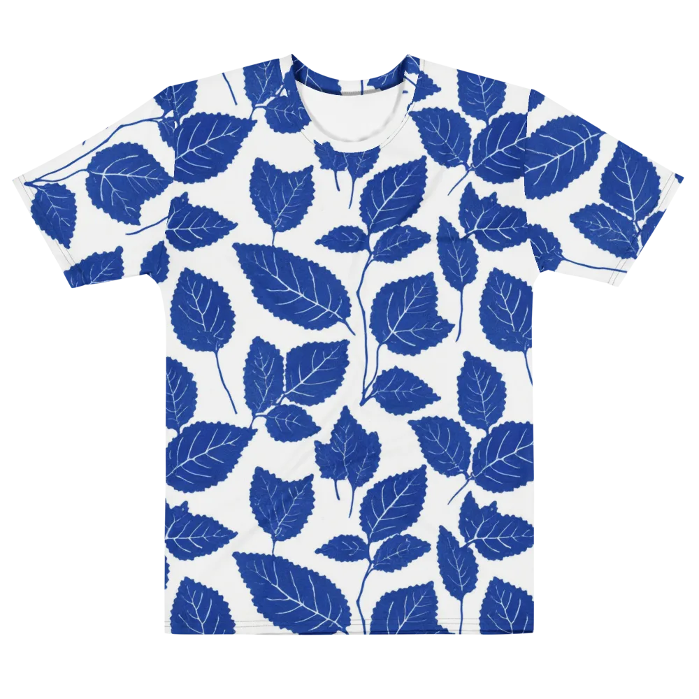 Indigo Leaves on Men's Cotton Crew Neck T-Shirt — Front