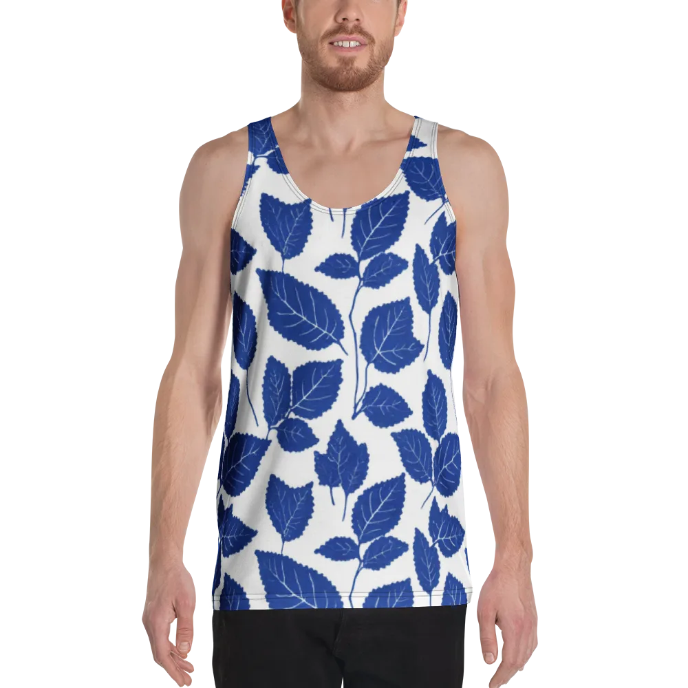 Indigo Leaves on Men's Tank Top — Front