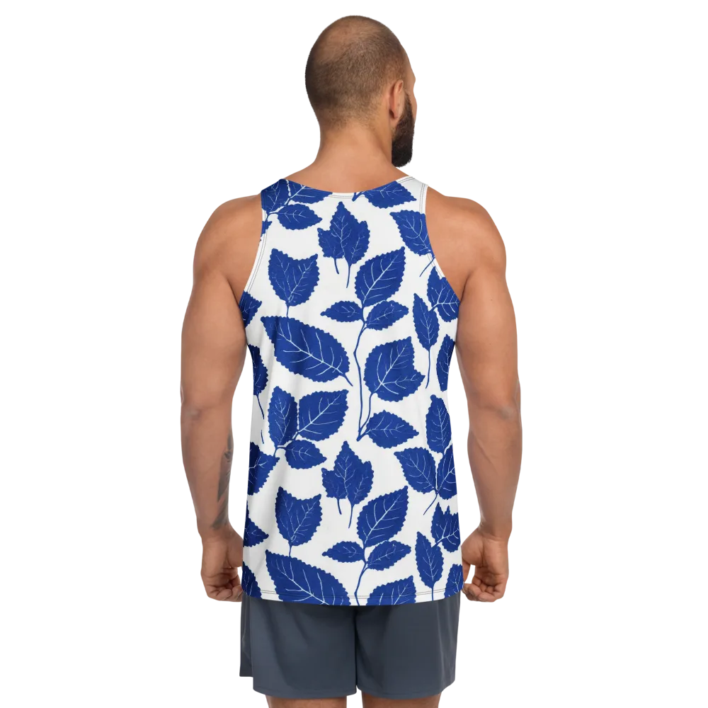 Indigo Leaves on Men's Tank Top — Back