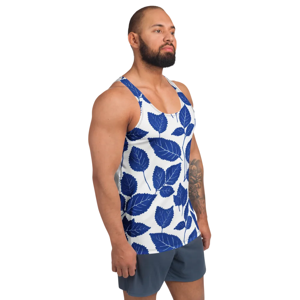 Indigo Leaves on Men's Tank Top — Right Front