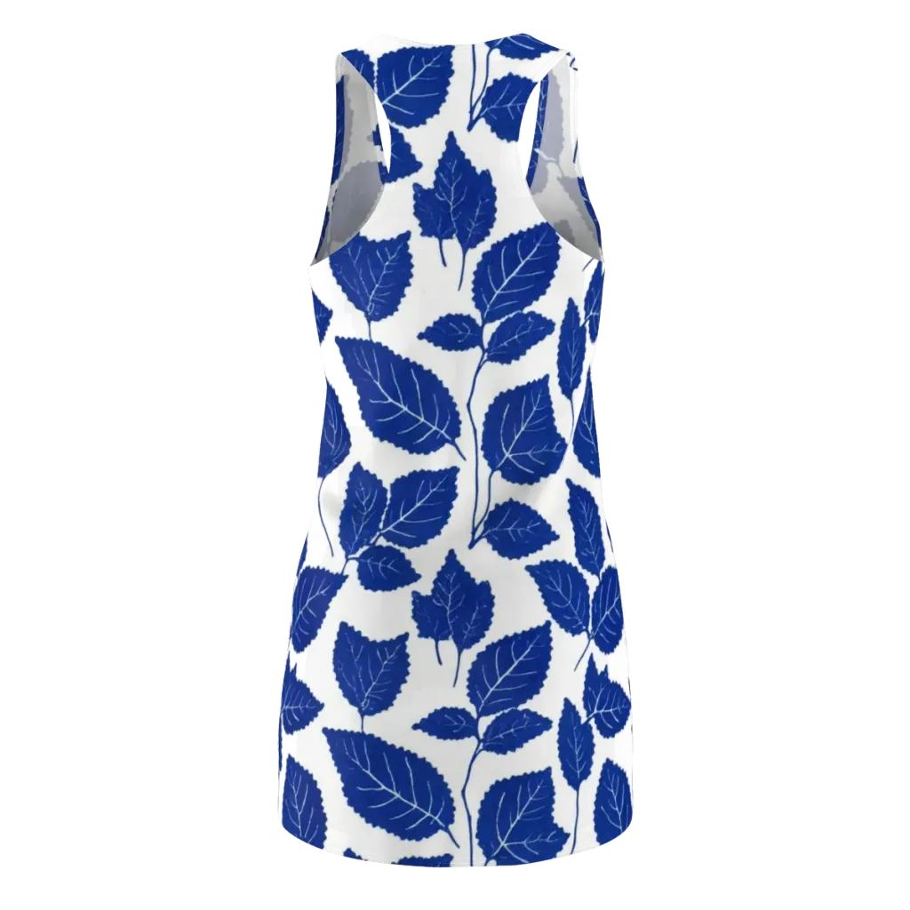 Indigo Leaves on Racerback Dress — Back