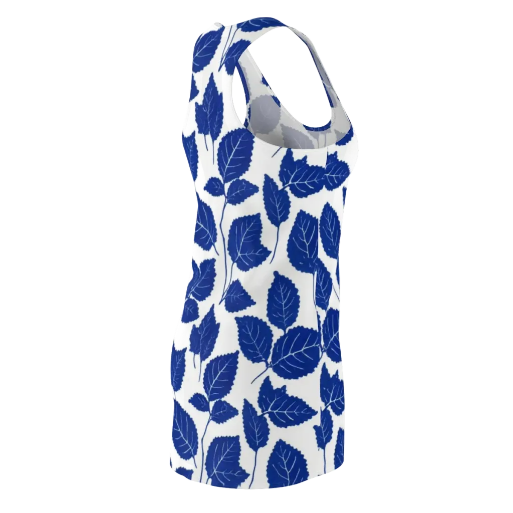 Indigo Leaves on Racerback Dress — Back Side