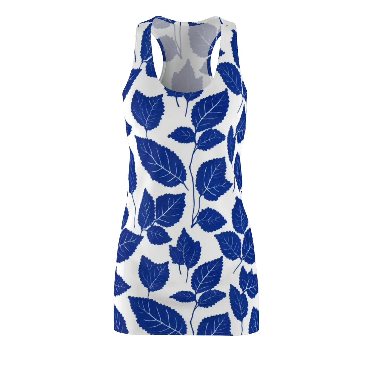 Indigo Leaves on Racerback Dress — Front