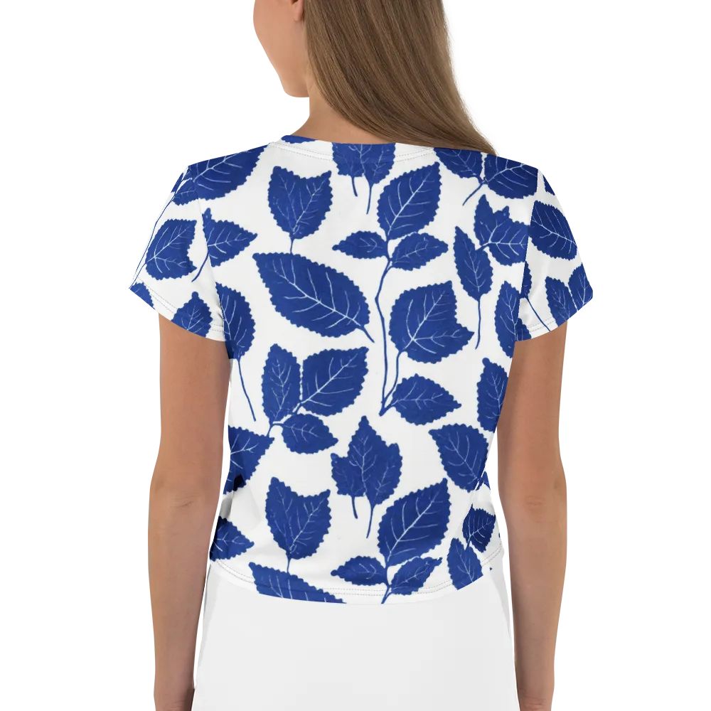 Indigo Leaves on Crop Tee — Back
