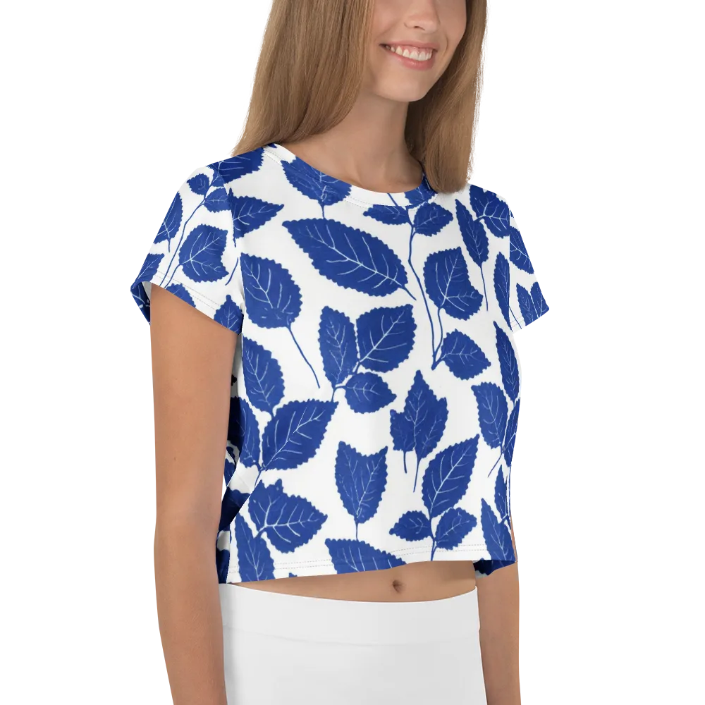 Indigo Leaves on Crop Tee — Right