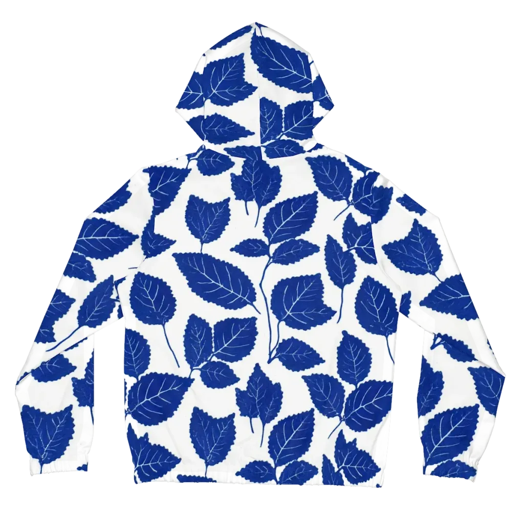 Indigo Leaves on Women's Full-Zip Hoodie — Back