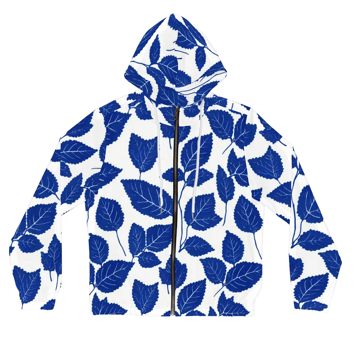 Indigo Leaves on Women's Full-Zip Hoodie — Front