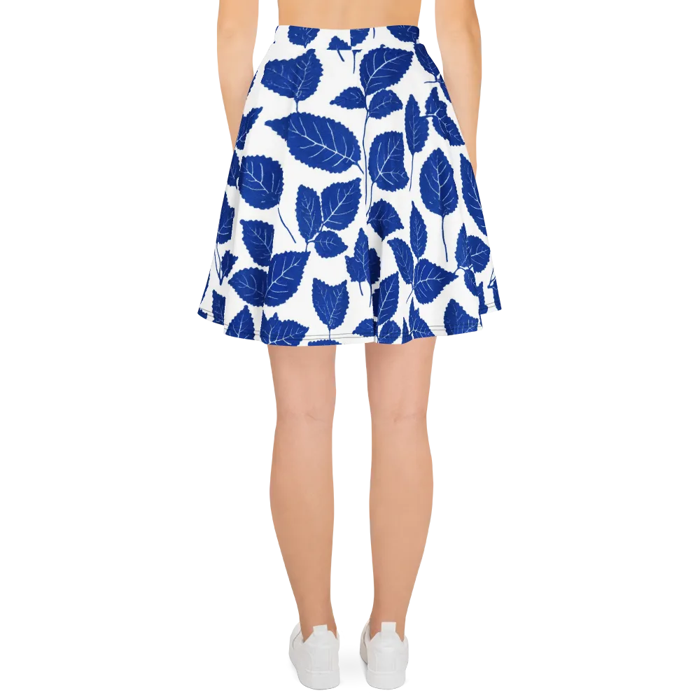 Indigo Leaves on Skater Skirt — Back