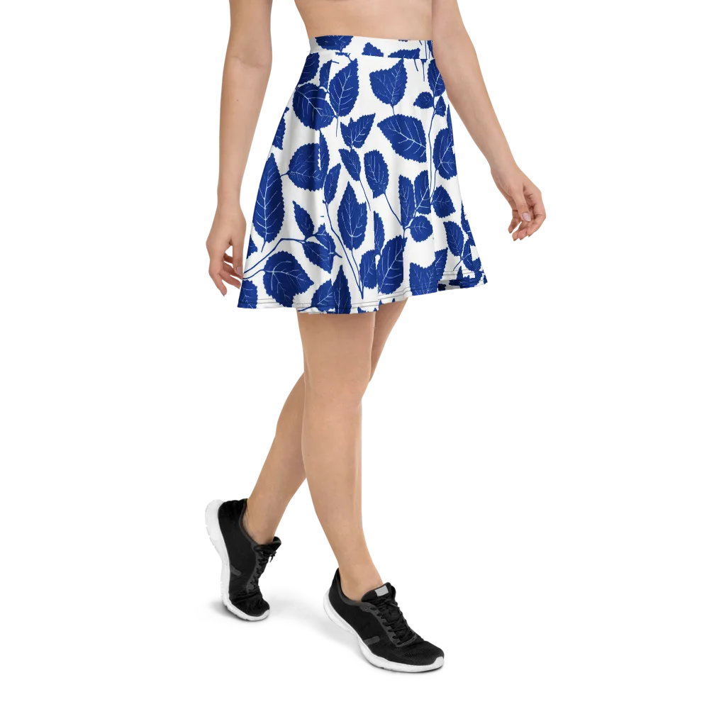 Indigo Leaves on Skater Skirt — Right