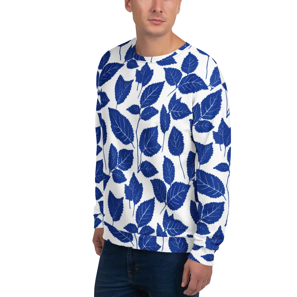 Indigo Leaves on Sweatshirt — Left Front