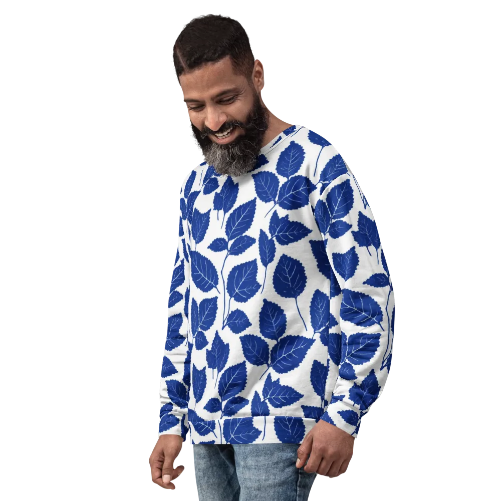Indigo Leaves on Sweatshirt — Left Front