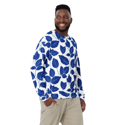 Indigo Leaves on a Sweatshirt