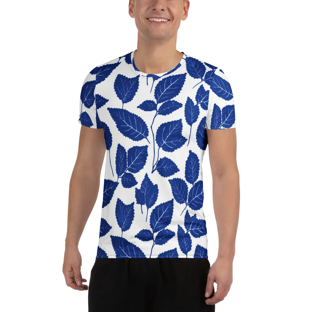Indigo Leaves on Men's Athletic T-Shirt — Front