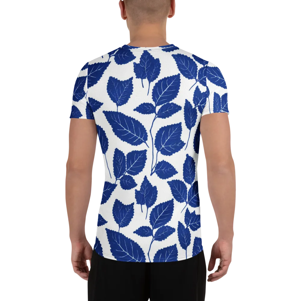 Indigo Leaves on Men's Athletic T-Shirt — Back