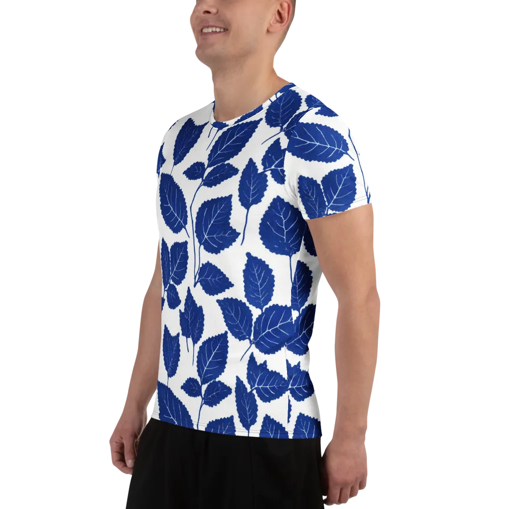 Indigo Leaves on Men's Athletic T-Shirt — Left
