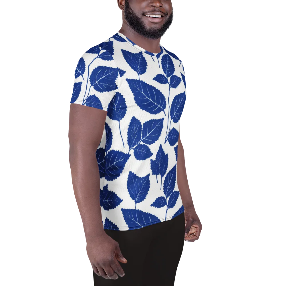 Indigo Leaves on Men's Athletic T-Shirt — Right