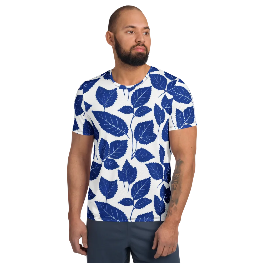 Indigo Leaves on Men's Athletic T-Shirt — Front