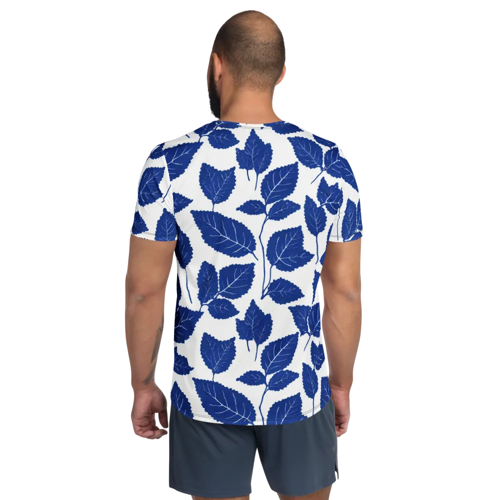 Indigo Leaves on Men's Athletic T-Shirt — Back