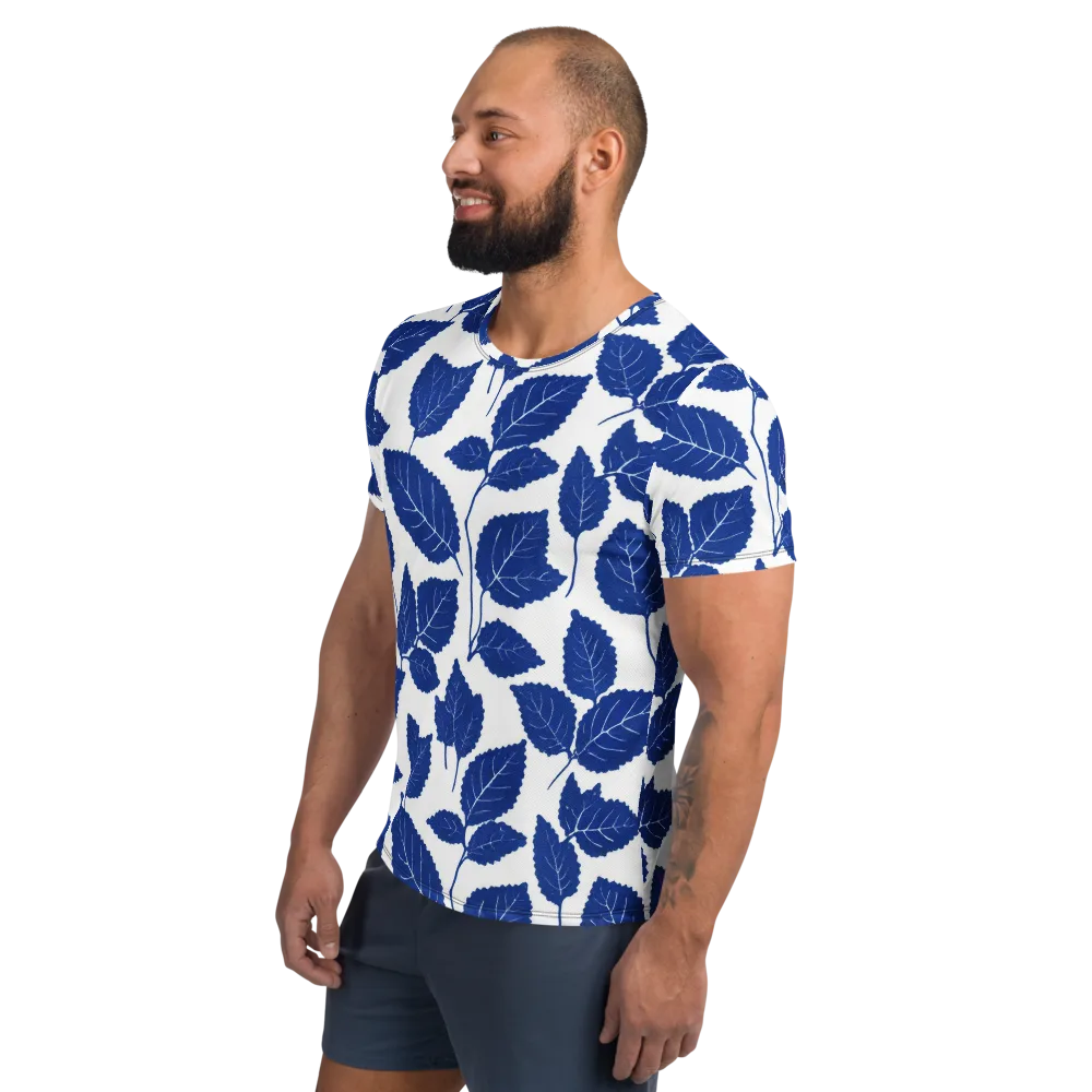 Indigo Leaves on Men's Athletic T-Shirt — Left