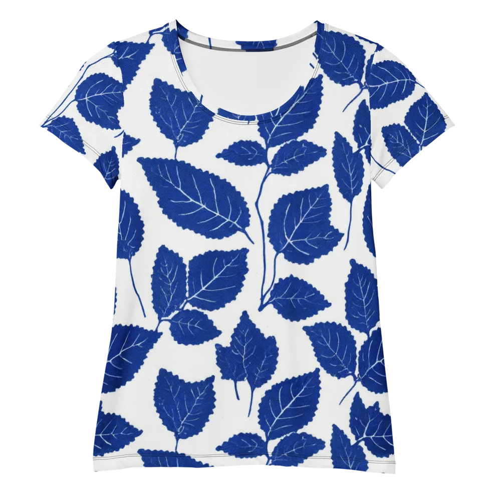 Indigo Leaves on Women's Athletic T-Shirt — Front