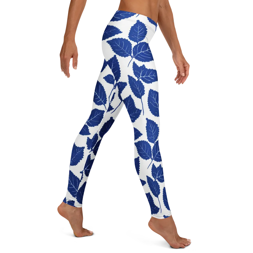 Indigo Leaves on Leggings — Right