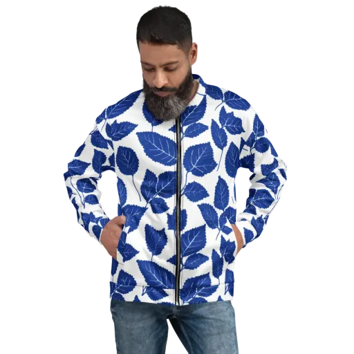 Indigo Leaves on a Bomber Jacket