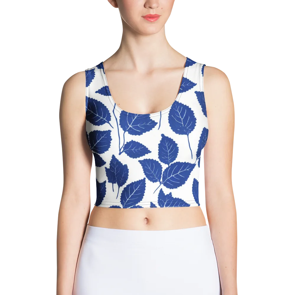 Indigo Leaves on Crop Top — Front