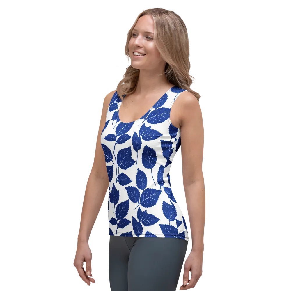 Indigo Leaves on Women's Tank Top — Left Front