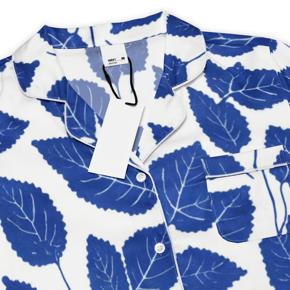 Indigo Leaves on Women's Short Sleeve Pajama Top — Product details