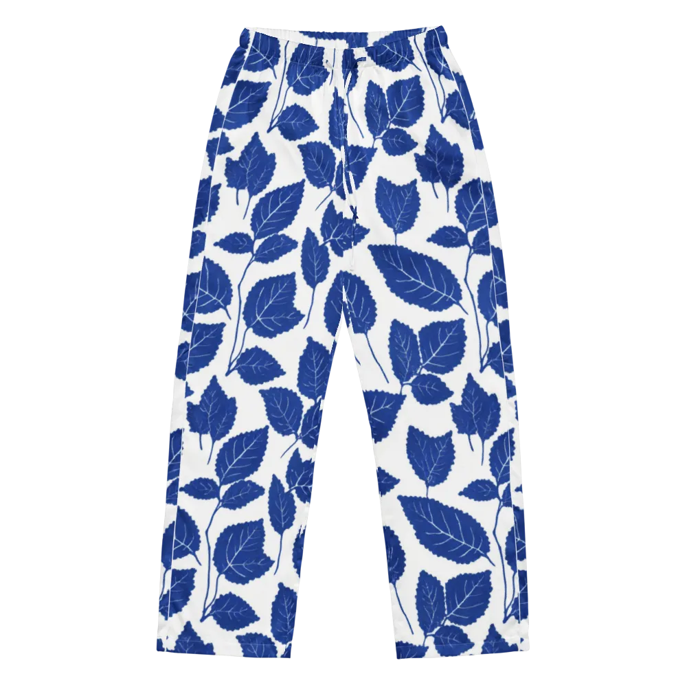 Indigo Leaves on Women's Pajama Pants — Front
