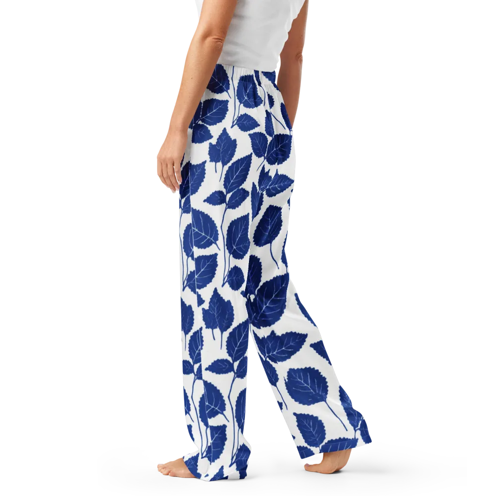 Indigo Leaves on Women's Pajama Pants — Left