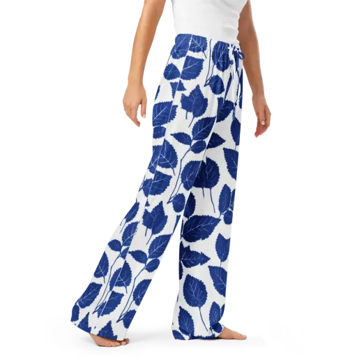 Indigo Leaves on a Women's Pajama Pants