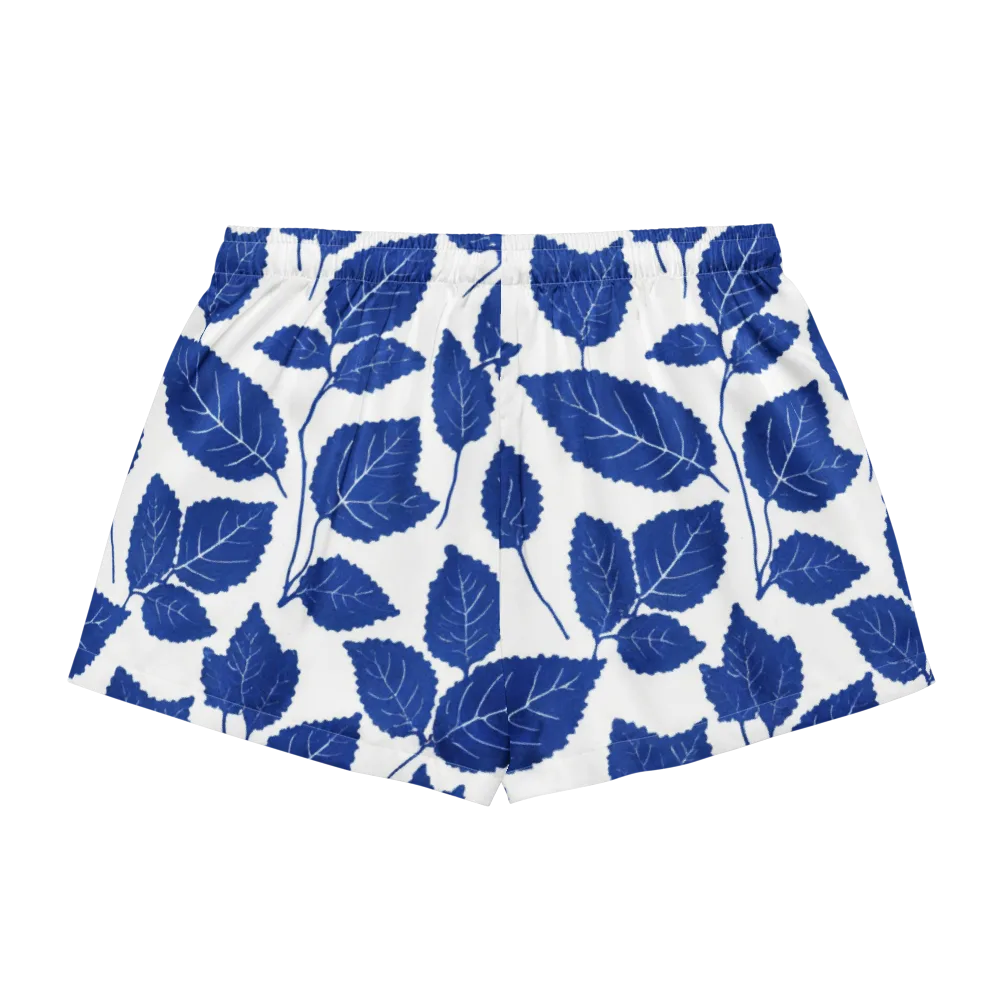 Indigo Leaves on Women's Pajama Shorts — Back
