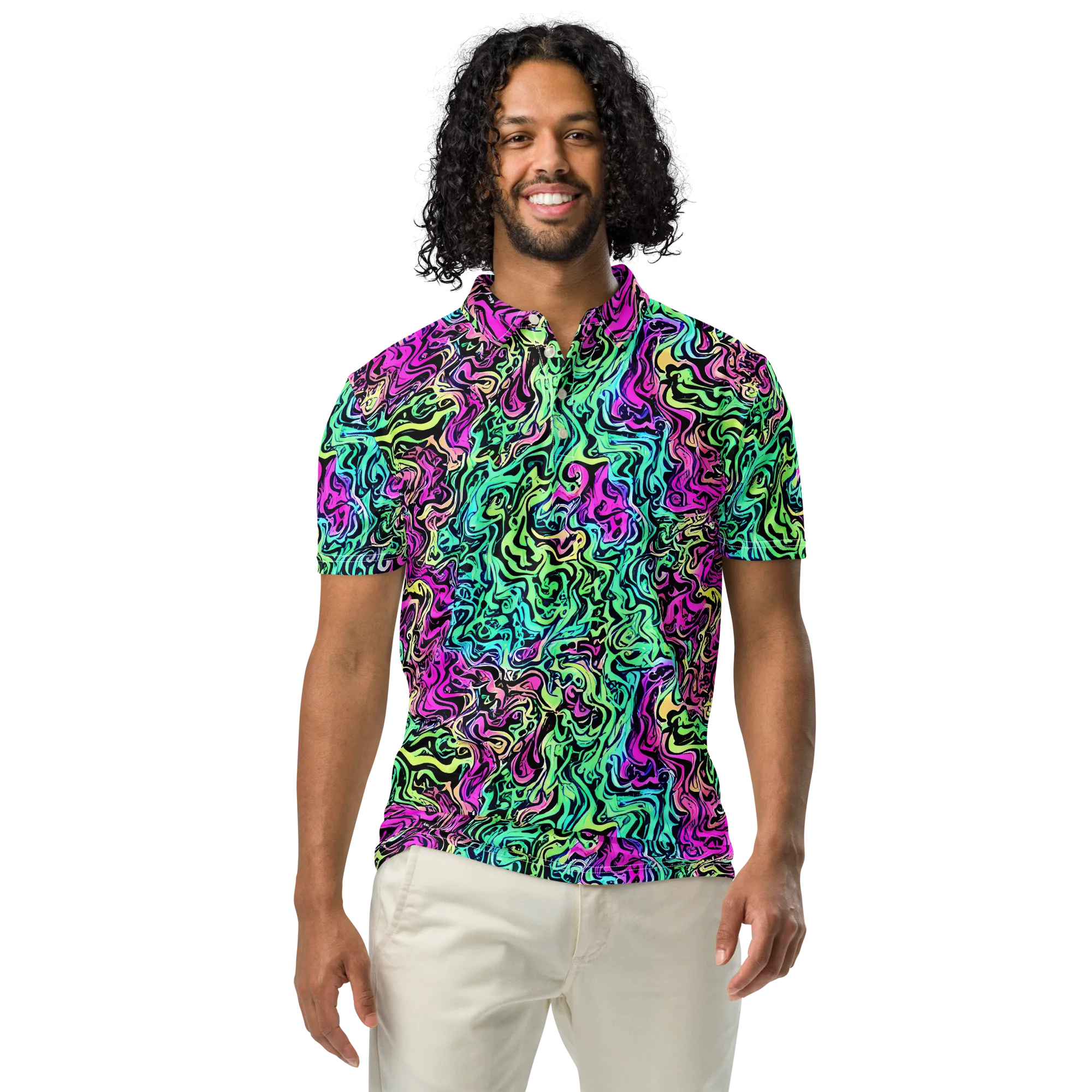 Color Shock on Men's Slim Fit Polo Shirt — Front