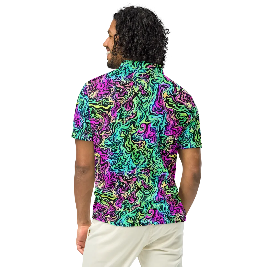 Color Shock on Men's Slim Fit Polo Shirt — Back