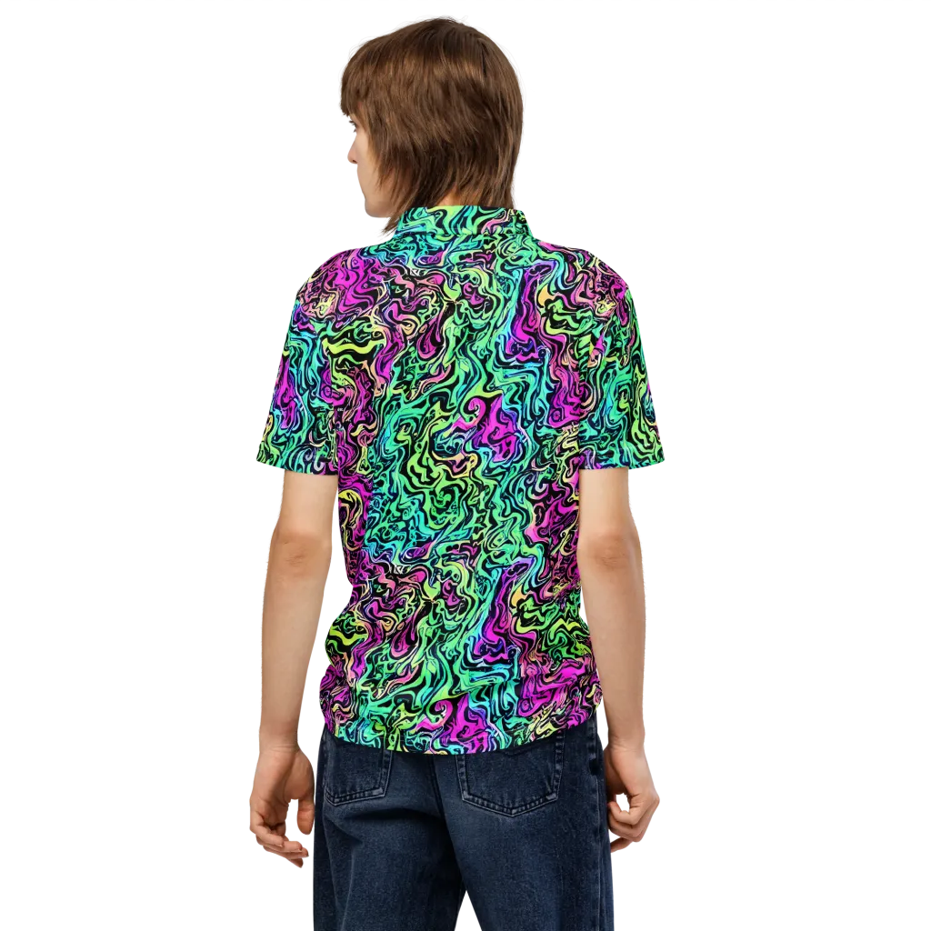 Color Shock on Men's Slim Fit Polo Shirt — Back