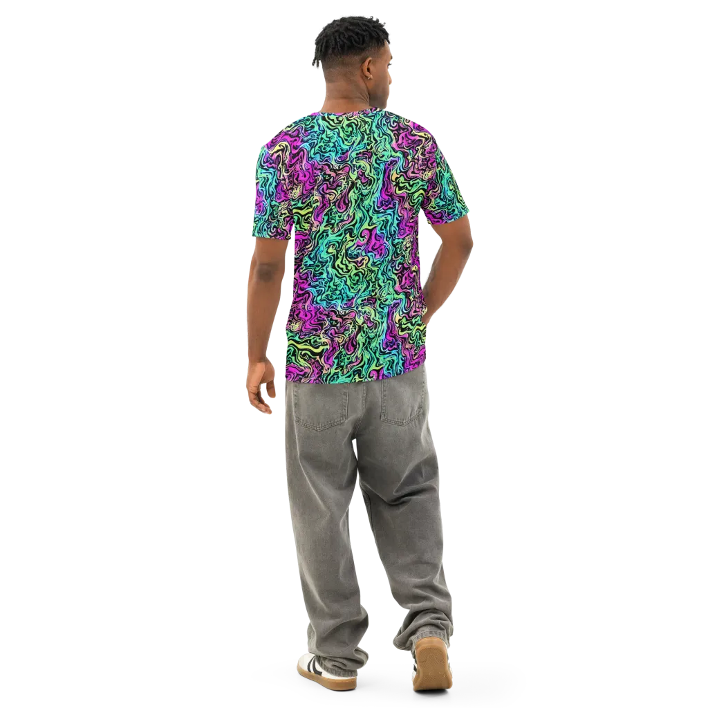 Color Shock on Men's Cotton Crew Neck T-Shirt — Back