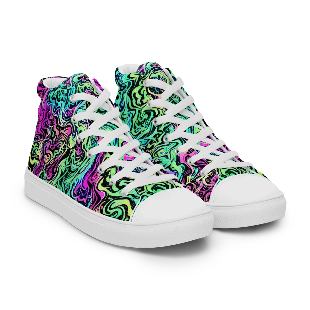 Color Shock on Men's High Top Canvas Shoes — Right Front