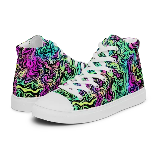 Color Shock on a Men's High Top Canvas Shoes