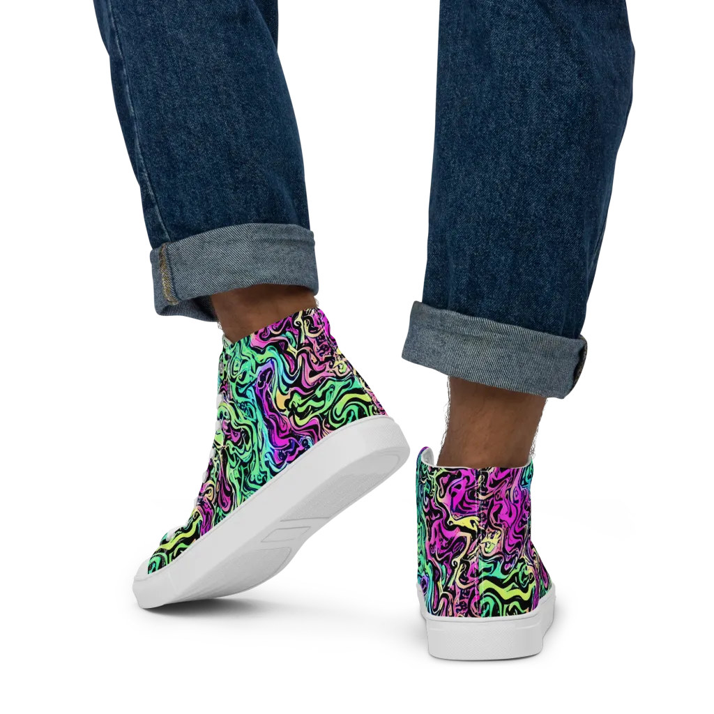Color Shock on Men's High Top Canvas Shoes — Back