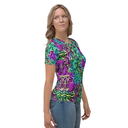 Color Shock on a Women's Crew Neck T-Shirt