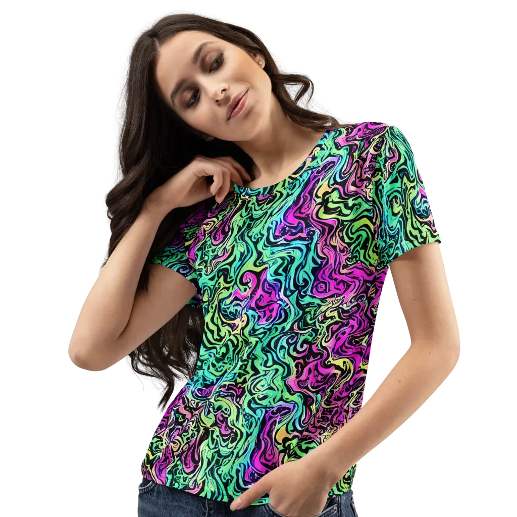 Color Shock on Women's Crew Neck T-Shirt — Left Front