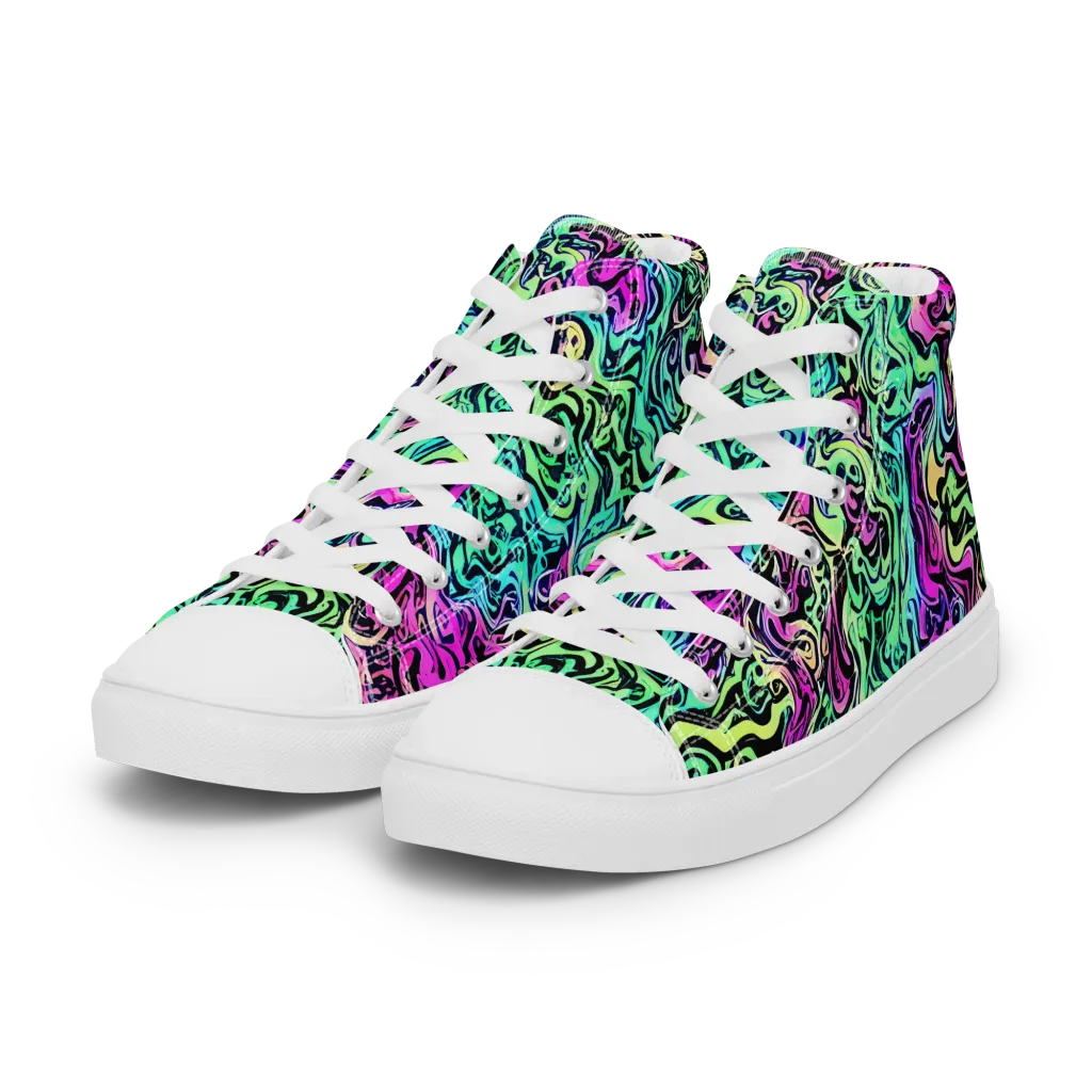 Color Shock on Women's High Top Canvas Shoes — Left Front