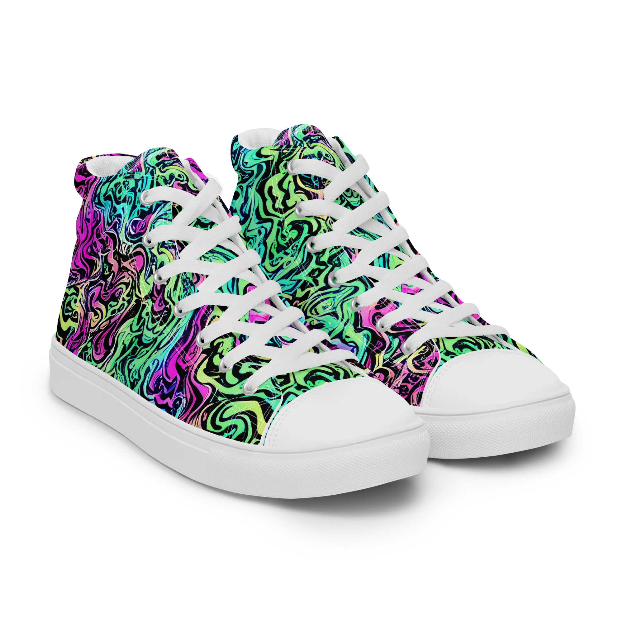Color Shock on Women's High Top Canvas Shoes — Right Front